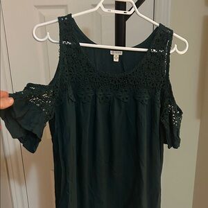 Guess Women's Dark Green Lace Shoulder Blouse